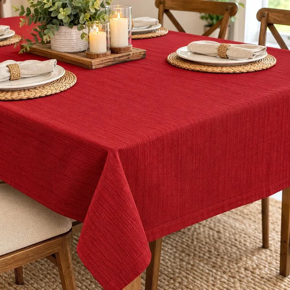 Burnt Orange Fall Tablecloth Textured Autumn Dining Table Decor